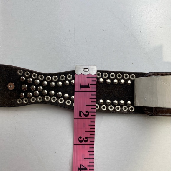 Nocona Y2K Vintage Bling Brown Silver Rhinestones Iridescent Jewel Vintage Belt - Picture 14 of 16